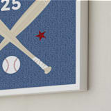 "Little Slugger Series 3" - Personalized Art Print in Denim by Pinky Diamond Studio - Frame Close-up