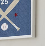 "Little Slugger Series 3" - Personalized Art Print in Denim by Pinky Diamond Studio - Frame Close-up