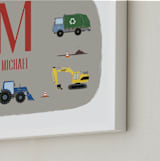 "Trucks with Name - Custom" - Personalized Art Print in Steel by Rebecca Marchese - Frame Close-up
