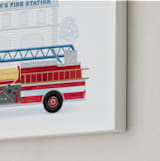 "Fire Engine to the Rescue" - Personalized Art Print in Flame by Paper Sun Studio - Frame Close-up
