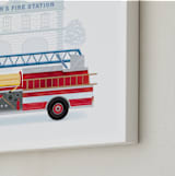 "Fire Engine to the Rescue" - Personalized Art Print in Flame by Paper Sun Studio - Frame Close-up