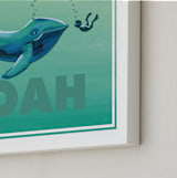 "Curious Little Explorer" - Personalized Art Print in Lagoon by Khara Ledonne - Frame Close-up