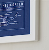 "Helicopter Blueprint" - Art Print in Blueprint by Meggy Masters - Frame Close-up