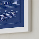 "Airplane Blueprint" - Art Print in Blueprint by Meggy Masters - Frame Close-up