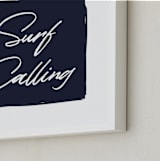 "The Surf is Calling" - Art Print in Deep Navy by AK Graphics - Frame Close-up