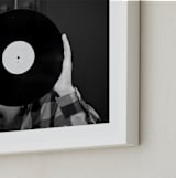 "Ahead of the Record" - Art Print in Black and White by Kaitie Bryant - Frame Close-up