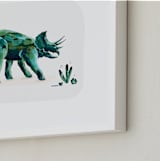 "Triumphant Triceratops" - Art Print in Leaf by Kayla King - Frame Close-up
