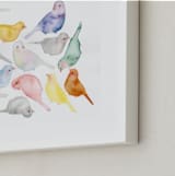 "Bird Crew" - Art Print in Dove Gray by Renee Anne Bouffard-McManus - Frame Close-up