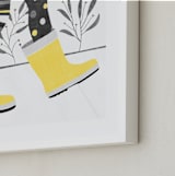 "rainboots on sunny days" - Art Print in dandelion yellow by Leanne Friedberg - Frame Close-up