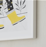 "rainboots on sunny days" - Art Print in dandelion yellow by Leanne Friedberg - Frame Close-up