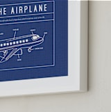 "Airplane Blueprint" - Art Print in Blueprint by Meggy Masters - Frame Close-up