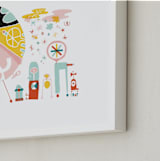 "Globetrotters" - Art Print in Ocean Blue by ERAY - Frame Close-up