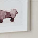 "Paper Animals: Rhinoceros" - Art Print in Moody cherry by Maja Cunningham - Frame Close-up