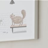 "I think not" - Art Print in farmhouse curtains by Maja Cunningham - Frame Close-up