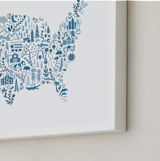 "Little Big United States Map" - Art Print in Blueberry by Jessie Steury - Frame Close-up