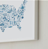 "Little Big United States Map" - Art Print in Blueberry by Jessie Steury - Frame Close-up