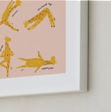 "Giraffe Exercises" - Art Print in Blush by Jenna Holcomb - Frame Close-up