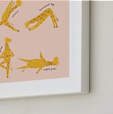 "Giraffe Exercises" - Art Print in Blush by Jenna Holcomb - Frame Close-up
