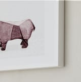"Paper Animals: Rhinoceros" - Art Print in Moody cherry by Maja Cunningham - Frame Close-up