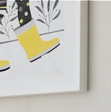 "rainboots on sunny days" - Art Print in dandelion yellow by Leanne Friedberg - Frame Close-up