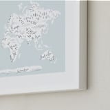 "Beautiful World Map" - Art Print in Soft Sky by Jessie Steury - Frame Close-up
