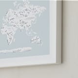 "Beautiful World Map" - Art Print in Soft Sky by Jessie Steury - Frame Close-up
