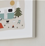 "Happy Camper" - Art Print in Toasted Marshmallow by Christie Garcia - Frame Close-up