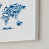 "Little Big World Map" - Art Print in Bluebell by Jessie Steury - Frame Close-up