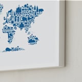 "Little Big World Map" - Art Print in Bluebell by Jessie Steury - Frame Close-up