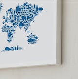 "Little Big World Map" - Art Print in Bluebell by Jessie Steury - Frame Close-up