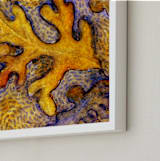"Glorious Autumn Oaks" - Art Print in Golden Yellow by Amelia Gluba - Frame Close-up