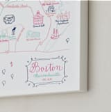 "Boston, Massachusetts Calligraphy Map" - Art Print in Navy by Megan Kelso - Frame Close-up