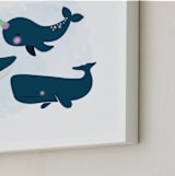 "My Best Friends" - Art Print in Ocean Blue by Kathy Par - Frame Close-up