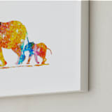 "Elephant Mom & Baby " - Art Print in Warm & Bright by Alex Isaacs Designs - Frame Close-up