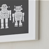 "Robot Buddies" - Art Print in Charcoal by Jessie Steury - Frame Close-up