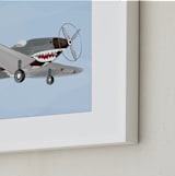 "Aviation Airplane 2" - Art Print in Winged Blue by Rebecca Marchese - Frame Close-up