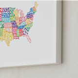 "United States Typography Map" - Art Print in Rainbow by Jessie Steury - Frame Close-up