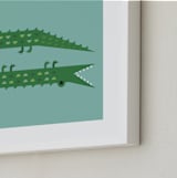 "Alligator Alligator" - Art Print in Blue by Amy Mullen - Frame Close-up