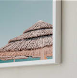 "Palapas" - Art Print in Pool Blue by Heather Loriece - Frame Close-up