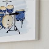 "Blue Drum Kit" - Art Print in Sky Blue by Lisa Travis - Frame Close-up