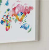 "Abstract World Map" - Art Print in Rainbow by Jessie Steury - Frame Close-up
