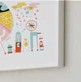 "Globetrotters" - Art Print in Ocean Blue by ERAY - Frame Close-up