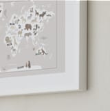 "Animal World Map" - Art Print in Beige by Jessie Steury - Frame Close-up
