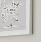 "Animal World Map" - Art Print in Beige by Jessie Steury - Frame Close-up