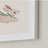 "Rabbit With Bow" - Art Print in Hunter Green by Vivian Yiwing - Frame Close-up