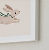 "Rabbit With Bow" - Art Print in Hunter Green by Vivian Yiwing - Frame Close-up