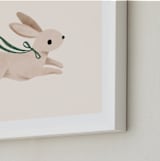"Rabbit With Bow" - Art Print in Hunter Green by Vivian Yiwing - Frame Close-up