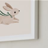 "Rabbit With Bow" - Art Print in Hunter Green by Vivian Yiwing - Frame Close-up