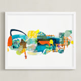 "The Lake and the Trees" - Art Print in Juicy Orange by Erin McCluskey Wheeler - Framed