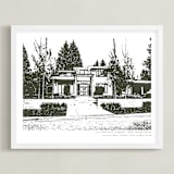 "Custom House Portrait with Text" - Custom Print in Olive Shadow by Minted - Framed